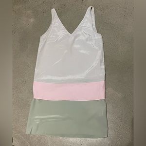 COS multi colour panel v-neck silk dress size XS